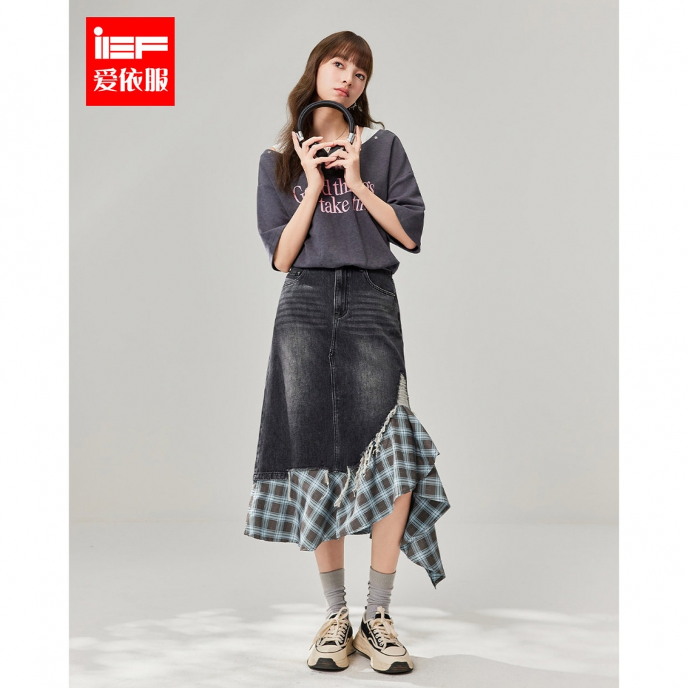 IEF/爱依服半身裙2025夏季新款韩版美式甜酷设计感辣妹牛仔长包裙