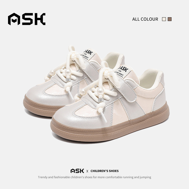 ASKjunior女童时尚板鞋2025春季儿童休闲德训鞋软底潮流亲子女鞋