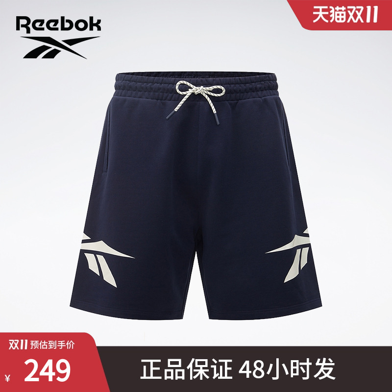 Reebok锐步官方24夏季新款男女运动休闲LOGO款宽松时尚针织短裤