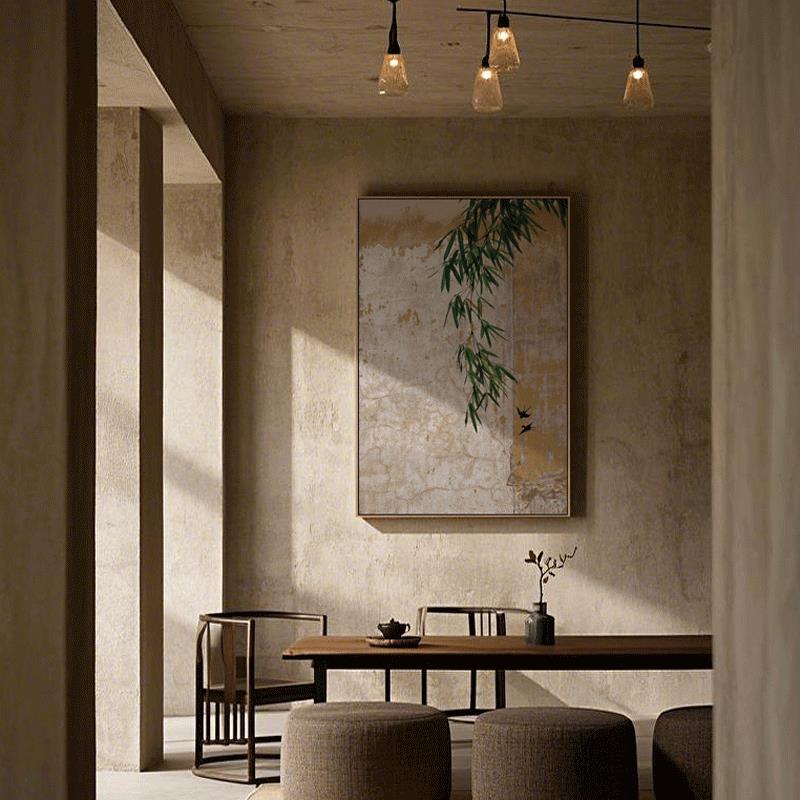 原创侘寂风竹子燕子装饰画 画民宿茶室客厅新中式玄关挂画 画新古