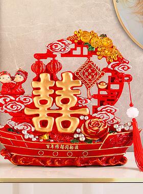 客厅玄关电视柜寓意喜庆婚房布置装饰喜字摆件结婚礼物闺蜜送新人