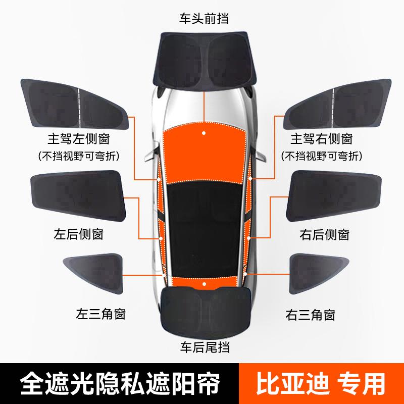 比亚迪宋PLUS秦L元唐海鸥豹豚06DMi汉EV隐私遮阳帘车窗窗帘侧窗挡
