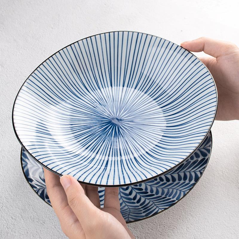 日本进口餐具套组波佐见烧椭圆大陶瓷盘子青花瓷平盘耐高温高级感