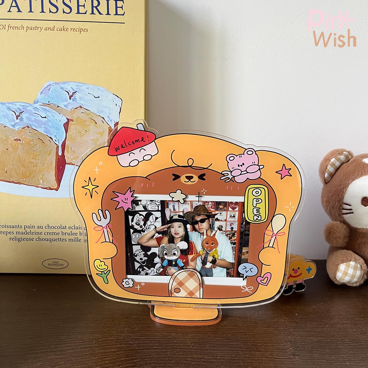 pinkwish小狗面包屋拍立得相框 5寸亚克力卡通立体相框摆饰