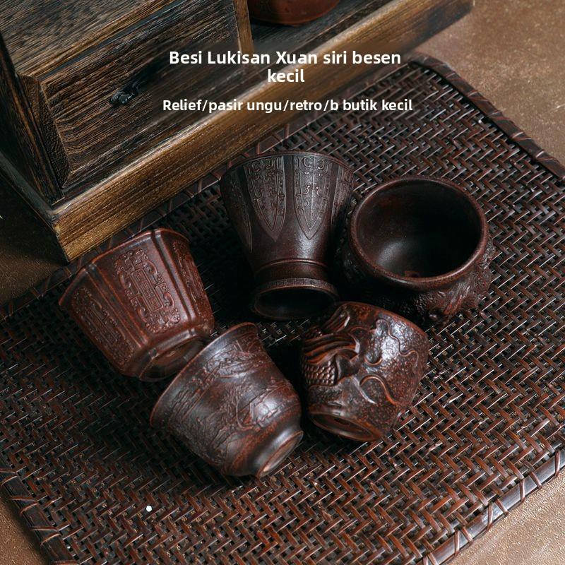 『浮雕微盆5款』紫砂小花盆绿植盆景铁画轩覆古中国风桌面