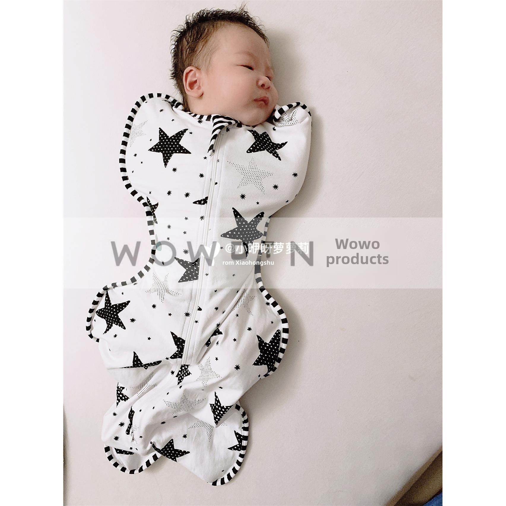 婴儿睡袋竹纤维夏季薄款新生儿防惊跳襁褓宝宝投降式防踢被可拆袖