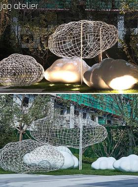 户外不锈钢镂空云朵雕塑公园风景区社区样品屋展示中心铁艺抽象玻
