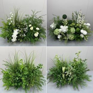 婚庆地排花森系花排装 饰布置婚礼彷真花假花路引花T台花艺莫奈风