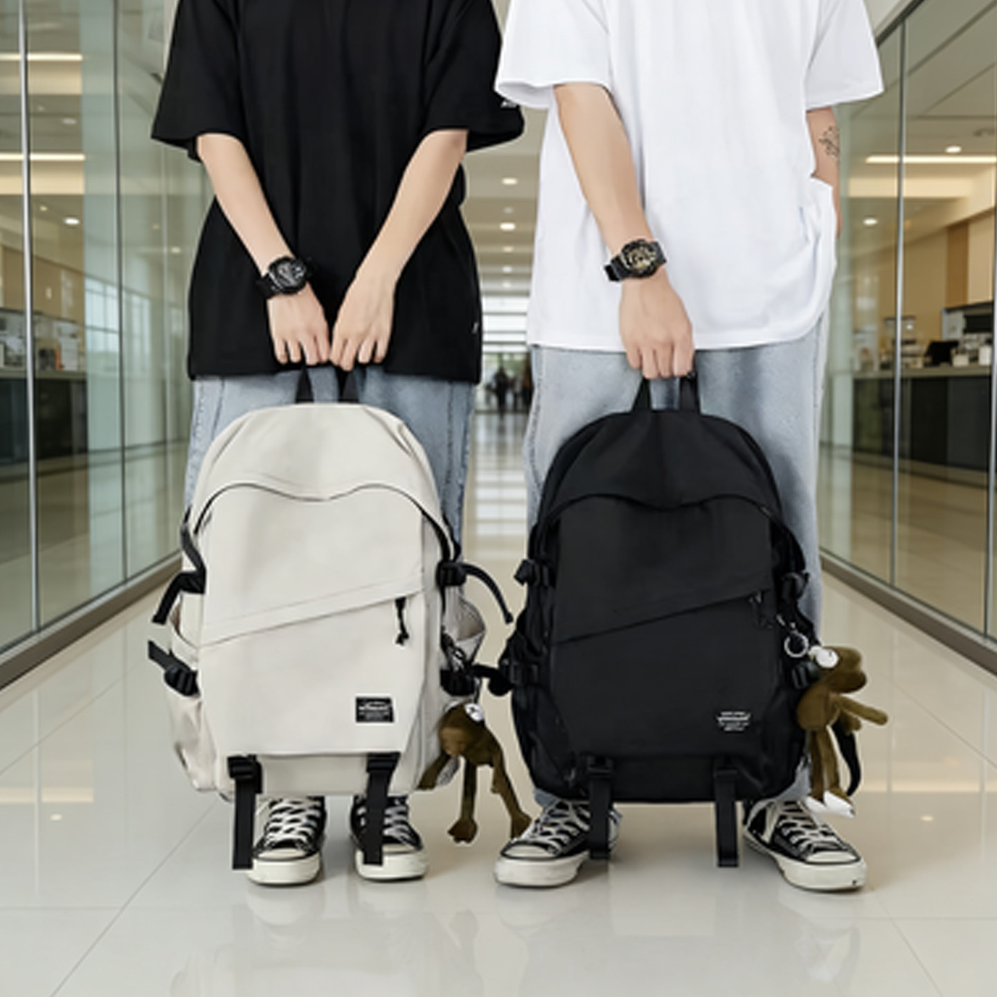 双肩包男女初中生简约百搭大容量旅行背包高中大学生男女电脑书包