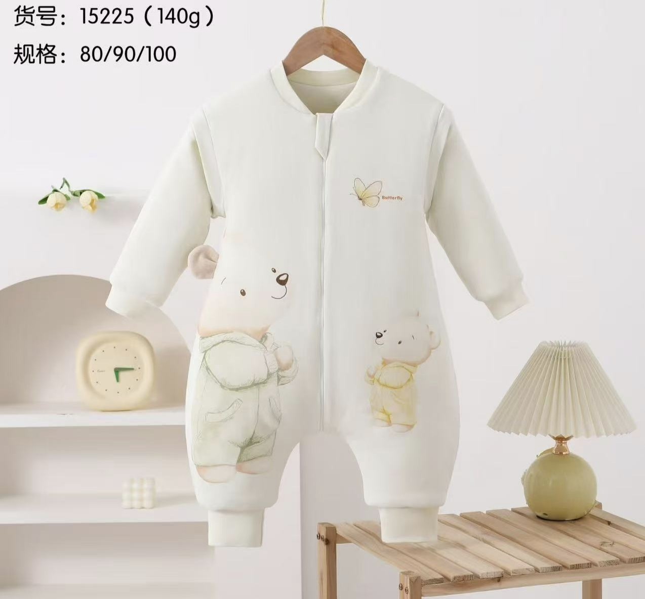 婴儿睡袋宝宝防踢被空调春夏秋冬140克绵羊绒儿童纯棉睡袋分腿