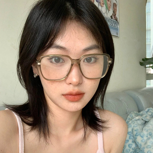 VENOE橄榄绿gm显脸瘦透明眼镜框