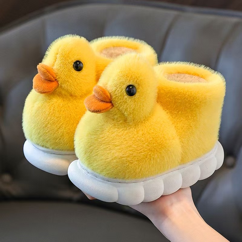 小黄鸭儿童包跟棉拖鞋秋冬季男童