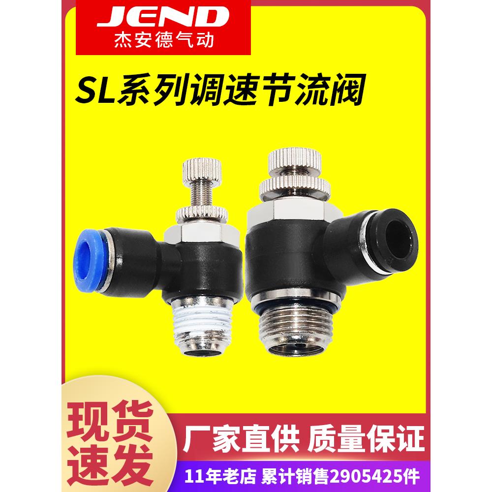 气缸节流阀气动可调调速开关SL快速快插接头6 8-01-02气管调速阀