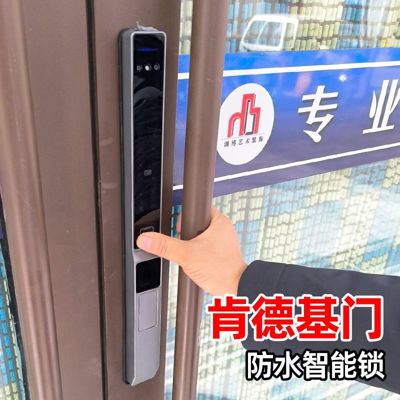 肯德基门智能锁人脸识别可视频对讲指纹密码电子锁防水地弹簧商铺