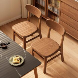 实木餐椅家用2026新款靠背椅子饭厅商用吃饭凳子胡桃色客厅餐桌椅