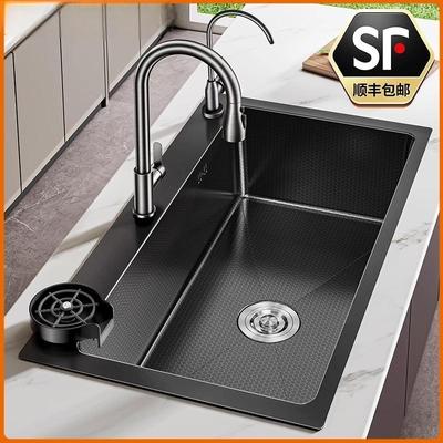弗兰卡洗菜盆大单槽家用厨房304不锈钢水槽加厚台中盆洗碗槽洗菜