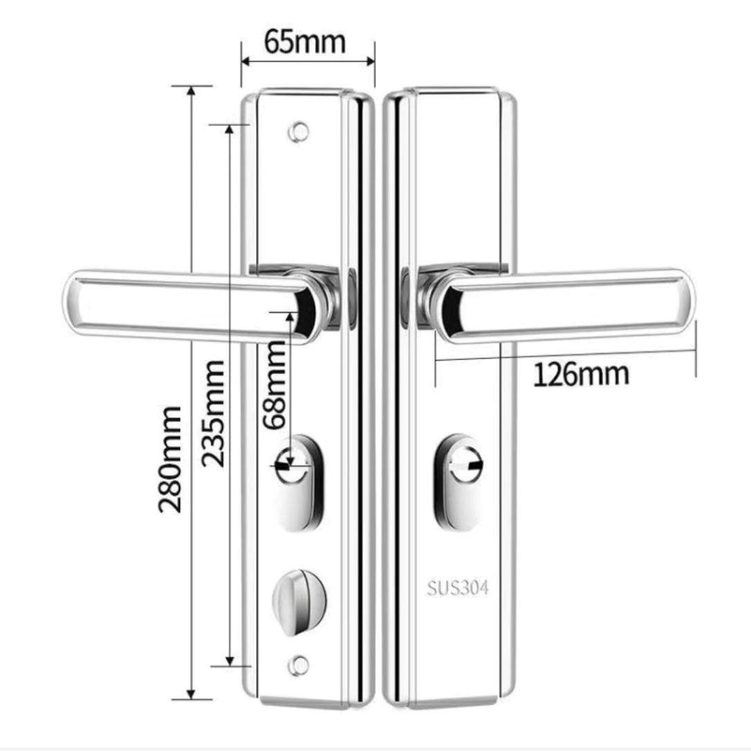 加厚不锈钢防盗门把手多功能入户大门锁面板家用防撬门通用型拉手