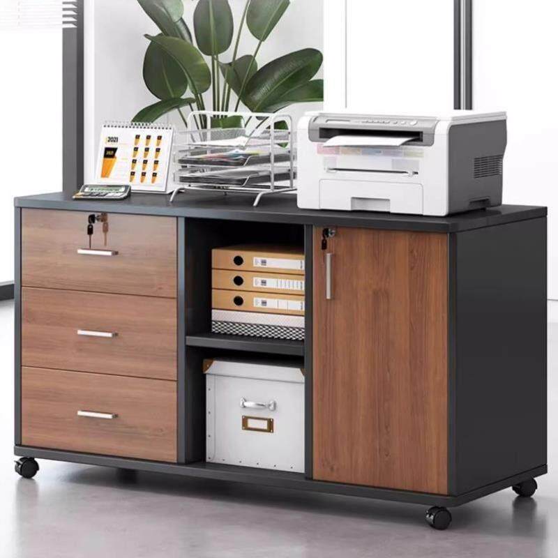 文件柜办公室木质带锁可移动储物柜抽屉柜带轮桌下收纳矮柜小柜子