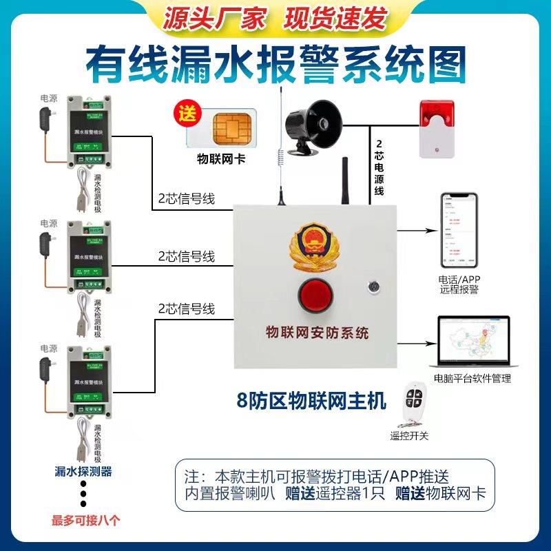 有线漏水报警器机房档案室水浸漏水报警系统8路16路有限主机