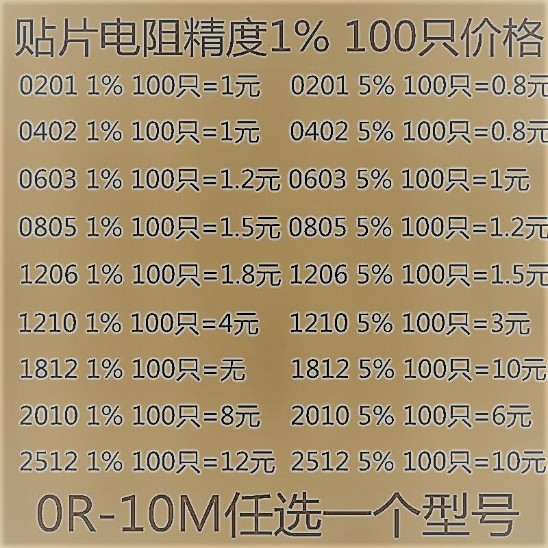 贴片电阻 电容 0201 0402 0603 0805 1206 1210 1812 2010 2512