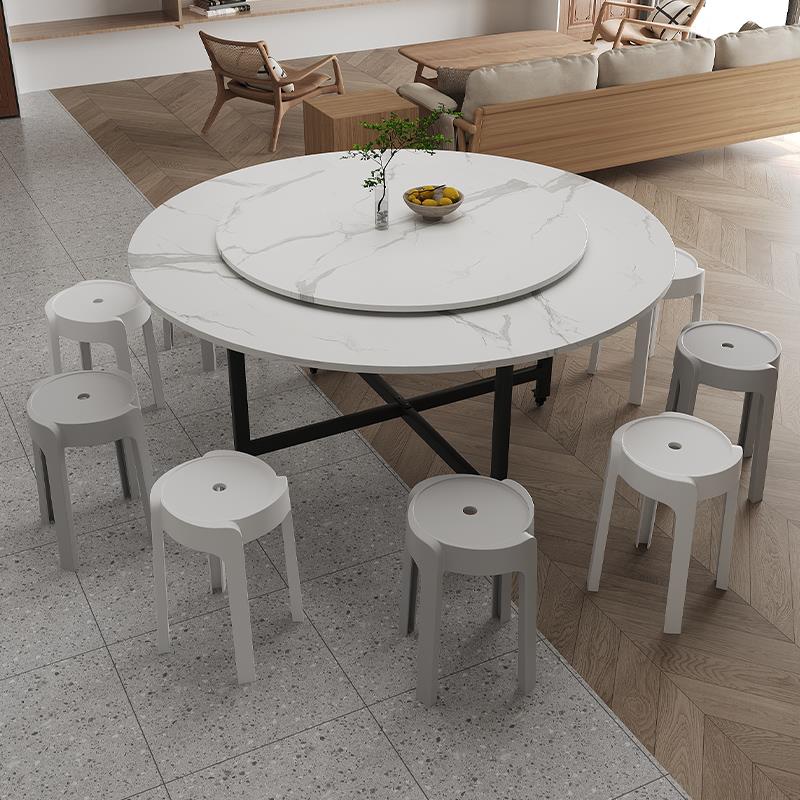 折叠桌家用小户型餐桌可移动吃饭桌子出租房饭桌带转盘桌椅组合