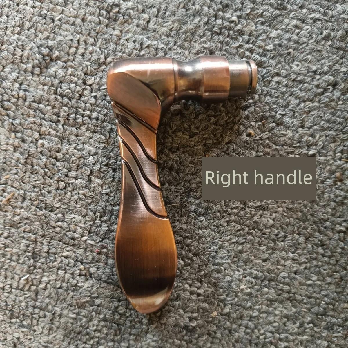 防盗门把手曲线拉手全铝加厚金属手柄替换六角塑料门把大门锁配件