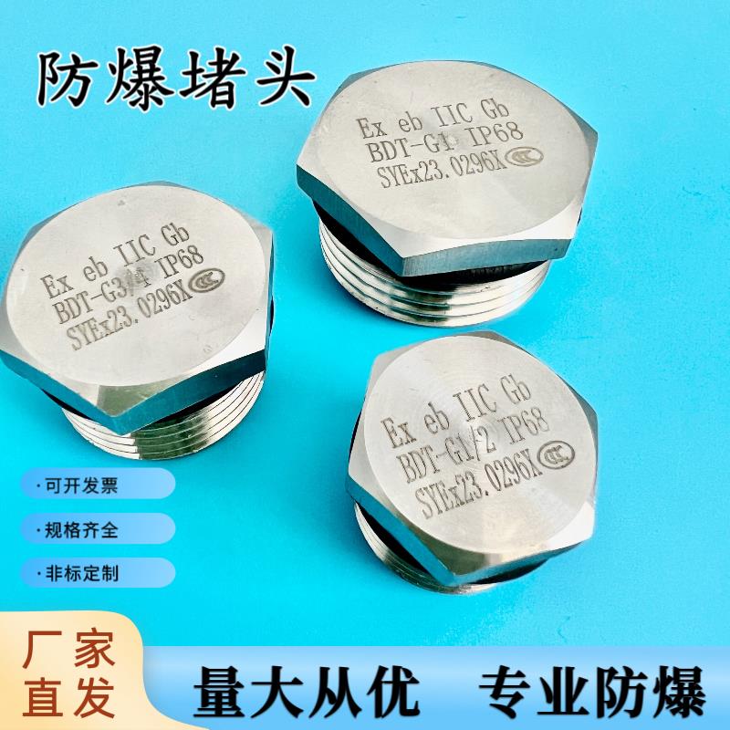 不锈钢防爆堵头4分6分1寸DN15DN20G1/2G3/4密封金属丝堵螺塞堵头