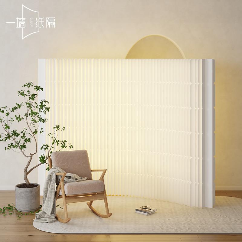 屏风隔断发光客卧室分隔41241打挡板纸屏风折厅叠移动免易孔假墙