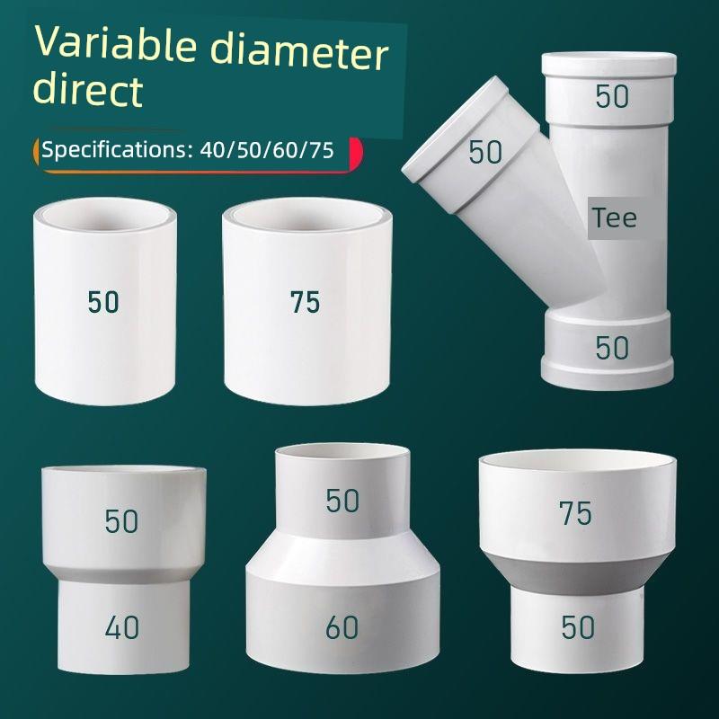 Pvc插入式收缩配件40/50/60/75下水道管道配件白色接头排水管可变