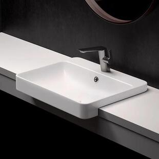 科贝拉勒方形浴室柜半挂盆半嵌入式台上盆洗面盆洗脸盆欧式艺术盆