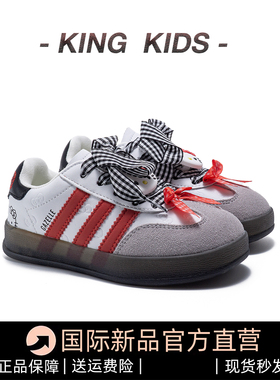 女童德训鞋2025春夏季新款真皮板鞋儿童kitty猫红色卡通运动鞋子