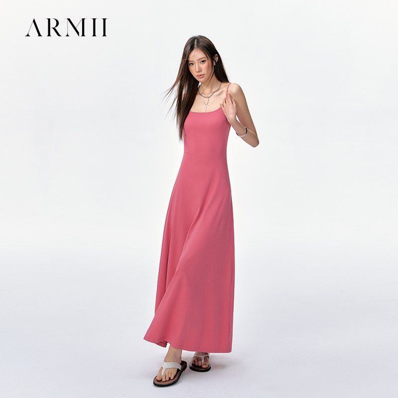 ARMII吊带连衣裙女修身显瘦A字裙收腰气质长裙大裙摆欧美性感裙子