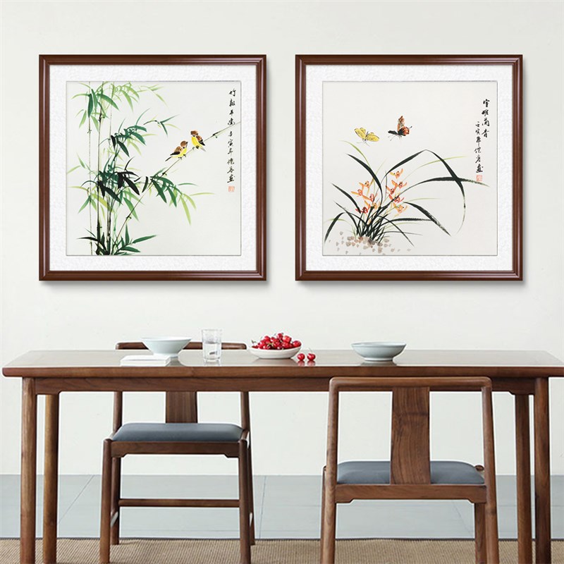 纯手绘兰花花鸟国画茶楼酒饭店挂画客厅沙发餐厅卧室玄关装饰壁画图片