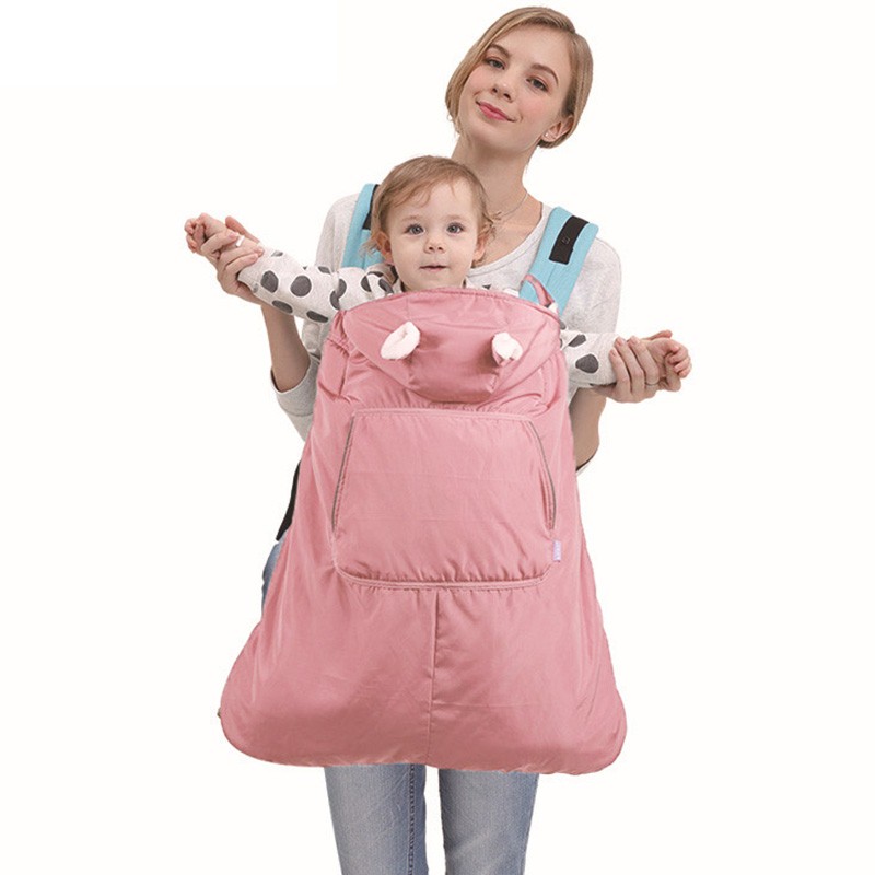 春秋冬季新生幼婴儿披风斗篷防风童宝宝妈外出棉绒背带款罩衣抱被