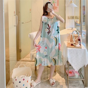 2024棉绸睡裙女夏季 公主风连衣裙可爱宽松夏人造棉家居服 薄款 韩版