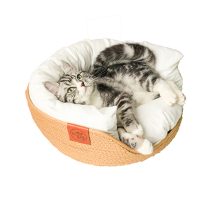 通用宠物床狗窝 禅意猫窝冬天保暖猫垫藤编可拆洗宠物半圆猫床四季