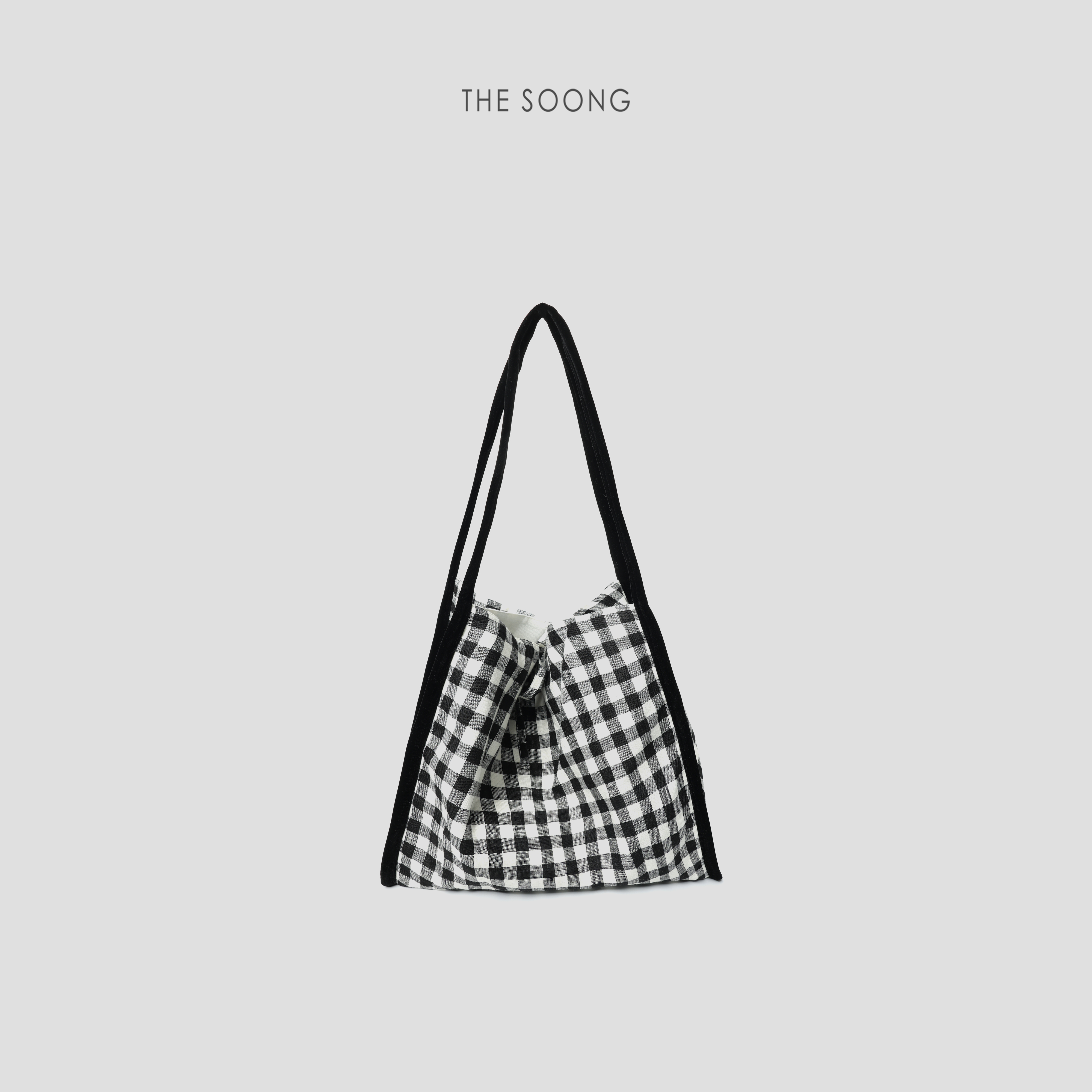 THESOONG/格子包 纯亚麻匠工自然肌理共生色织百搭单肩包