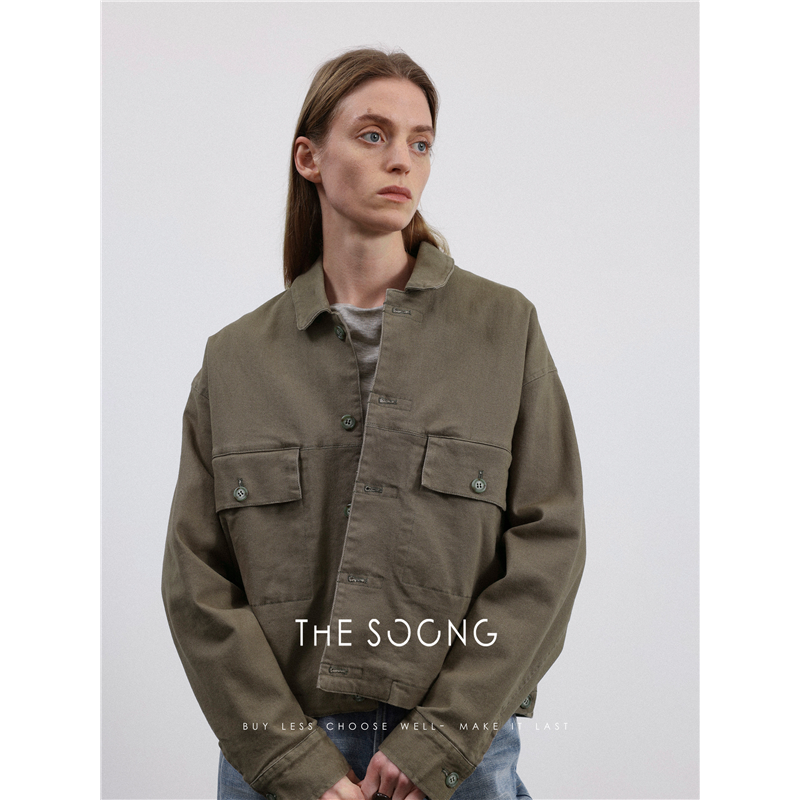 女士纯棉夹克款中古牛仔外套