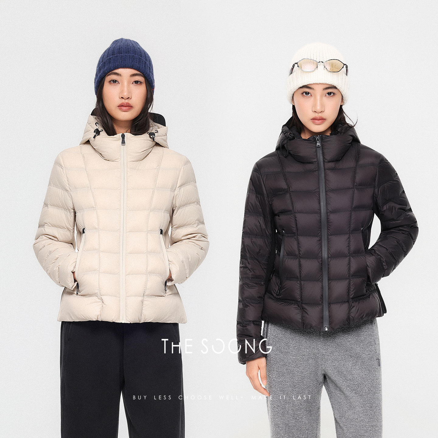 THESOONG/小蛮腰白鹅绒 德国进口机织四针六线防跑绒保暖羽绒服