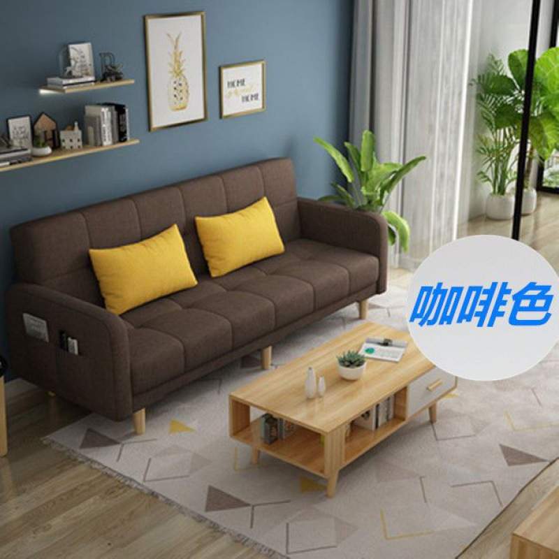沙发床一体两用小户型客厅布艺实木双人出租房可折叠懒人小沙发椅