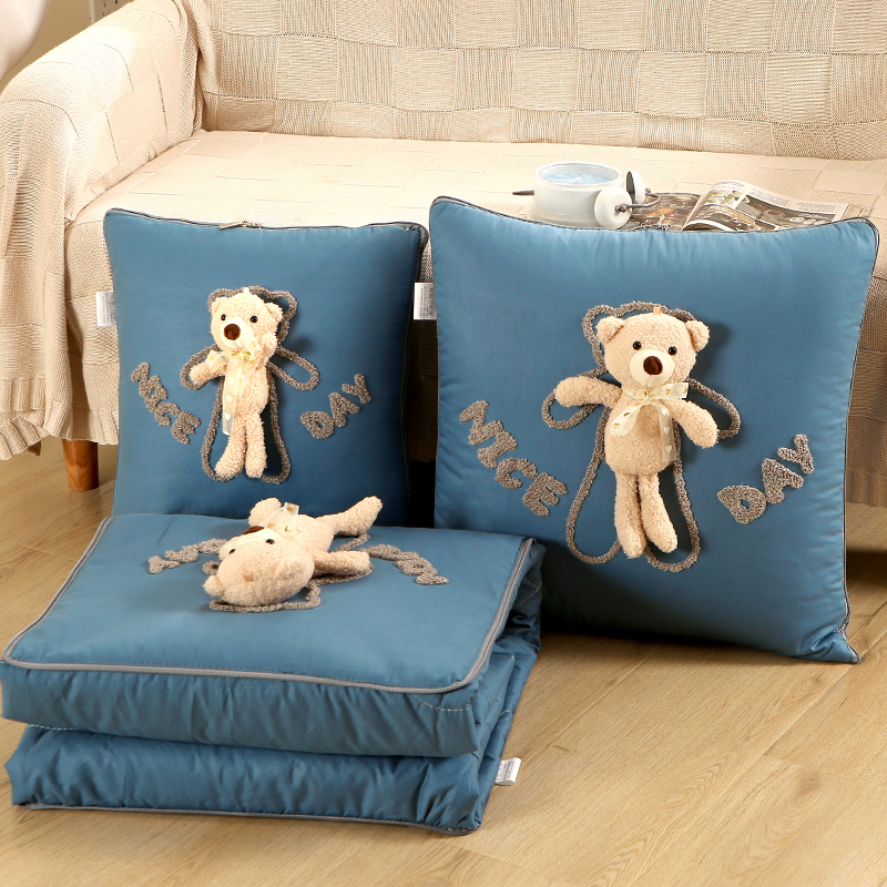 车载纯棉抱枕车用被子两用2022新款全棉汽车午睡枕头毯子二合一