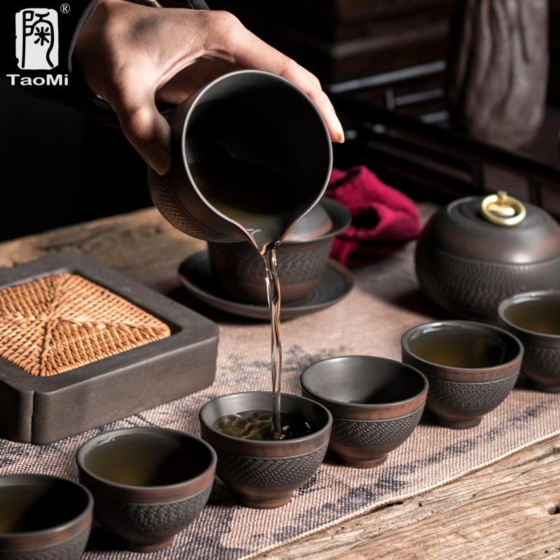 陶迷紫陶套装整套坭兴陶瓷紫砂功夫茶具杯子纯手工陶瓷家用泡茶壶