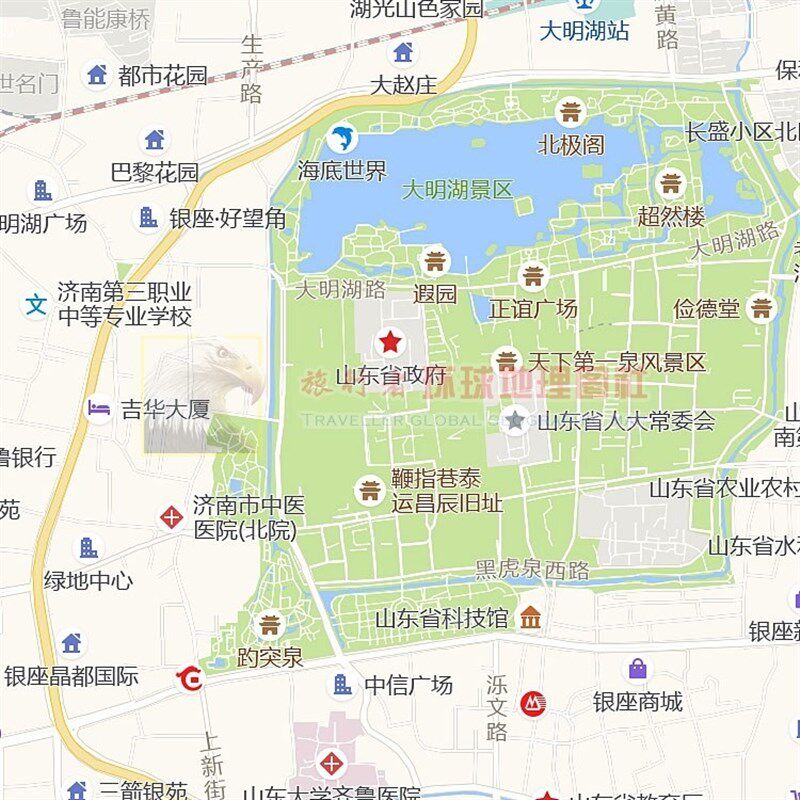 超大巨幅 济南市区地图订制定做 城市城区海报2021新版装饰画芯