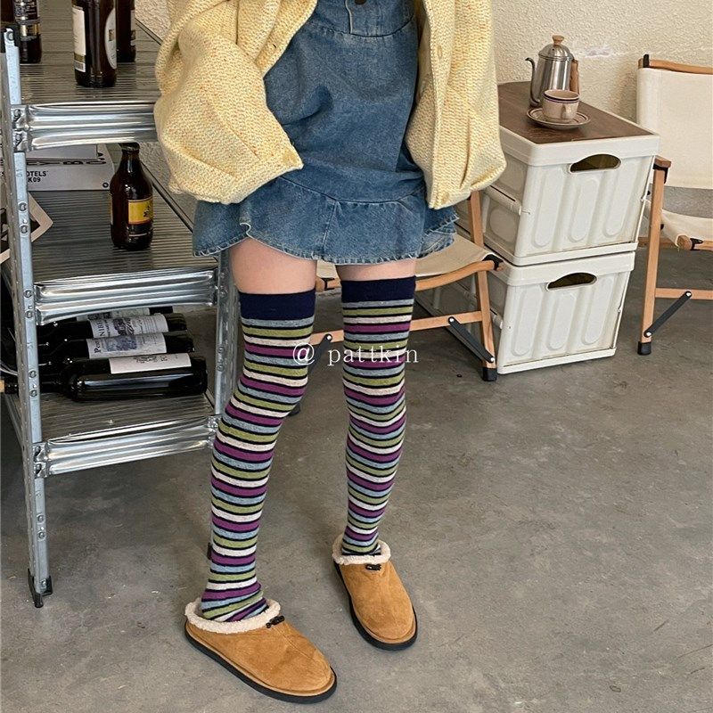 小众古着感~复古式条纹加厚保暖过膝堆堆袜兔羊毛护腿套长筒袜套,女士内衣/男士内衣/家居服,长筒袜,淘宝优惠券,粉丝福利购,淘宝优惠卷