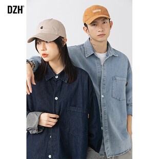 情侣牛仔衬衫男长袖男士早春外套男款情侣装寸衫2024新款休闲衬衣