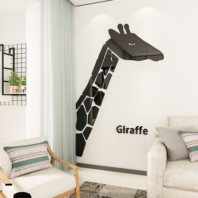 创意3d动物墙贴画自粘客厅沙发电视背景墙面装饰卧室儿童房间布置图片