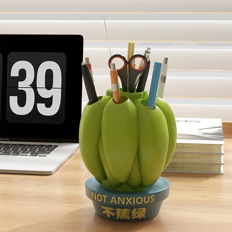 拒绝焦虑客厅电视柜办公室桌面不焦虑搬家生日礼物笔筒装饰品摆件