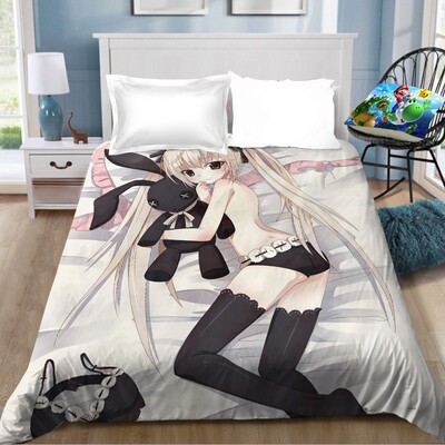 冬季加厚水晶绒被套来图定制蕾姆狂三被单DIY性感美少女男士床单