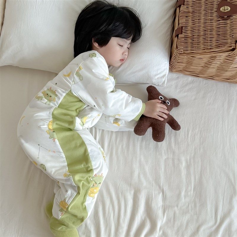龙年新款宝宝睡袋春秋款纯棉加厚无骨连体睡衣男女儿童秋冬防踢被