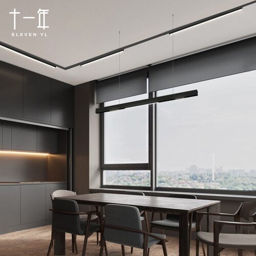 明装磁吸灯轨道灯无主灯设计磁性轨道射灯led灯导轨磁轨灯线条灯